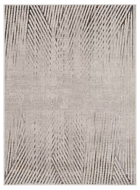 Homeroots 10' X 13' Ivory Grey Machine Woven Geometric Lines Indoor Area Rug  Polyester 374792