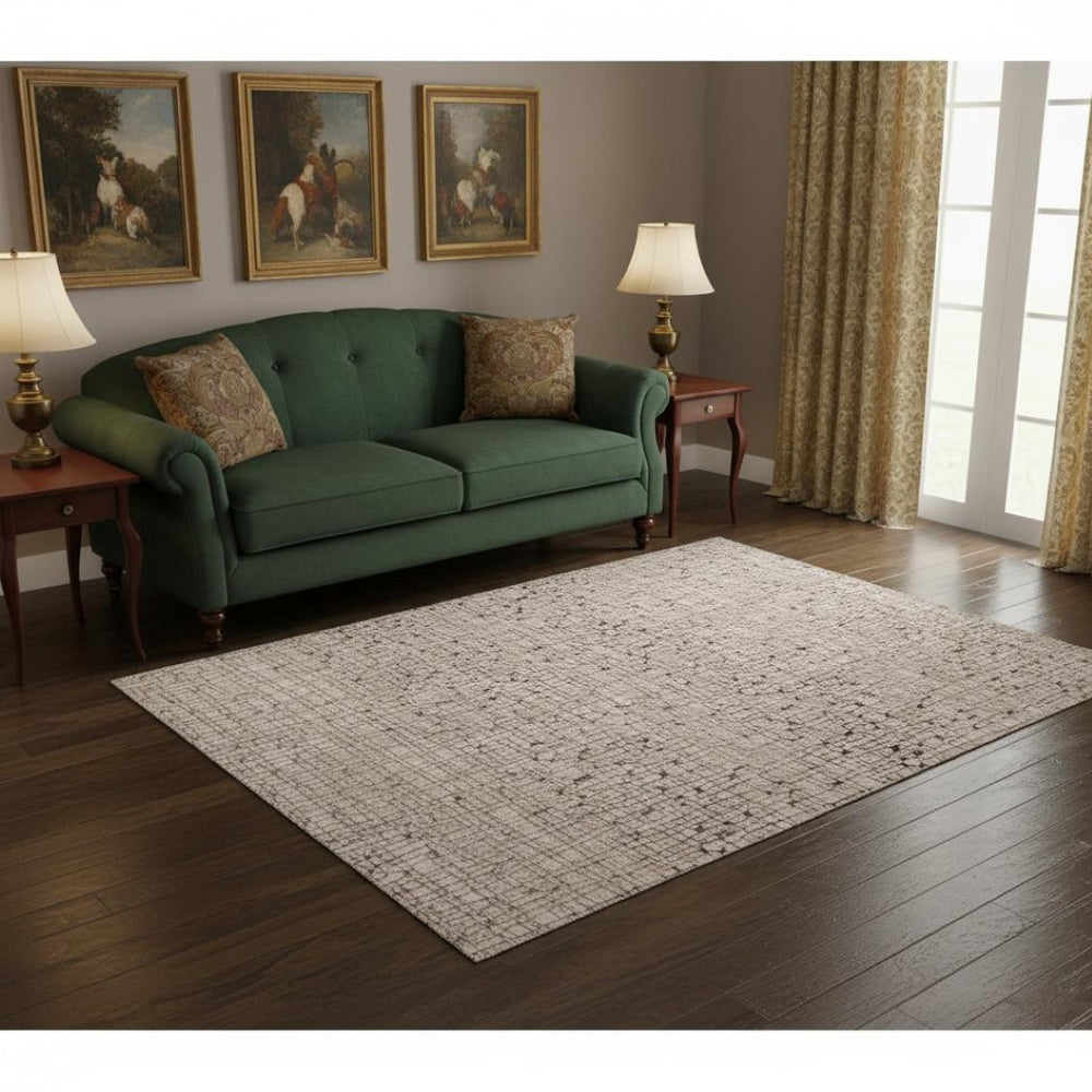 HomeRoots 5' Gray and Black Abstract Distressed Area Rug - Vintage-Inspired Design for Modern Homes & Comfort 5' X 8' 374795