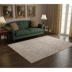 HomeRoots 5' Gray and Black Abstract Distressed Area Rug - Vintage-Inspired Design for Modern Homes & Comfort 5' X 8' 374795