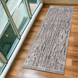 Homeroots 7' Grey Machine Woven Abstract  Indoor Runner Rug  Polyester 374799