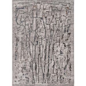 HomeRoots 5' Gray and Black Abstract Distressed Area Rug - Modern Comfort, Durable Design for Any Space 5' X 8' 374801