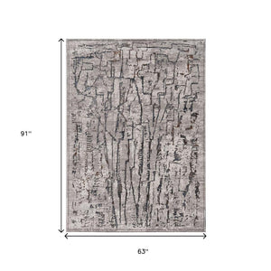 HomeRoots 5' Gray and Black Abstract Distressed Area Rug - Modern Comfort, Durable Design for Any Space 5' X 8' 374801