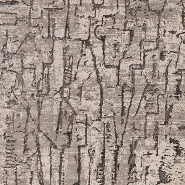 HomeRoots 5' Gray and Black Abstract Distressed Area Rug - Modern Comfort, Durable Design for Any Space 6' X 9' 374802