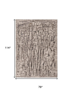 HomeRoots 5' Gray and Black Abstract Distressed Area Rug - Modern Comfort, Durable Design for Any Space 6' X 9' 374802