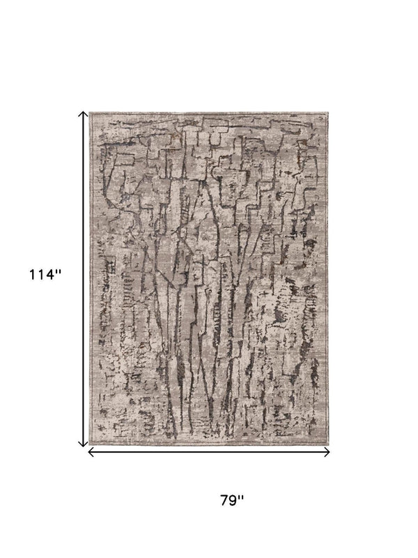 HomeRoots 5' Gray and Black Abstract Distressed Area Rug - Modern Comfort, Durable Design for Any Space 6' X 9' 374802