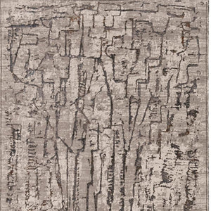 HomeRoots 5' Gray and Black Abstract Distressed Area Rug - Modern Comfort, Durable Design for Any Space 8' X 11' 374803