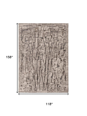 HomeRoots 5' Gray and Black Abstract Distressed Area Rug - Modern Comfort, Durable Design for Any Space 10' X 13' 374804