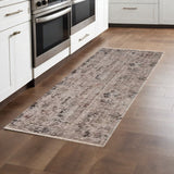 Homeroots 7' Silver Machine Woven Shrank Abstract Design Indoor Runner Rug  Polyester 374811