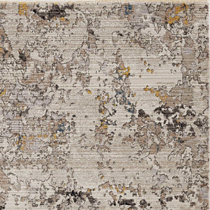 HomeRoots 5' Hand-Loomed Abstract Area Rug in Beige, Tan & Gold - Distressed Design for Timeless Elegance 4' X 6' 374812