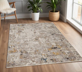 Homeroots 4' X 6' Silver Machine Woven Shrank Abstract Industrial Style Indoor Area Rug  Polyester 374812