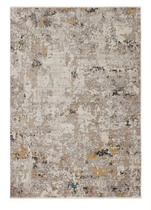 HomeRoots 5' Hand-Loomed Abstract Area Rug in Beige, Tan & Gold - Distressed Design for Timeless Elegance 4' X 6' 374812