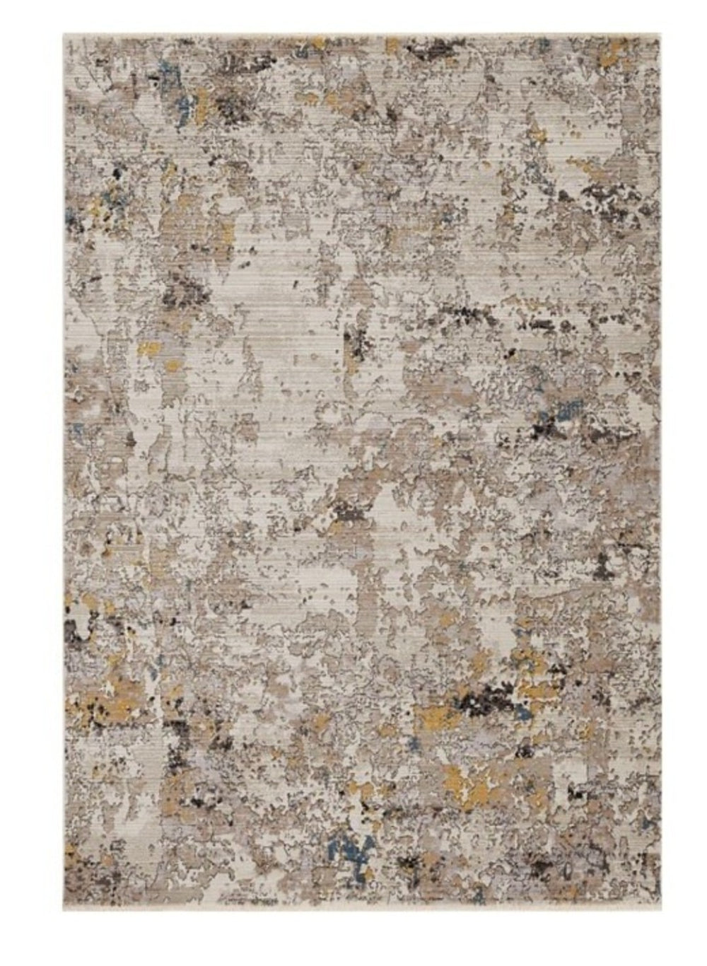 HomeRoots 5' Hand-Loomed Abstract Area Rug in Beige, Tan & Gold - Distressed Design for Timeless Elegance 4' X 5' 374817