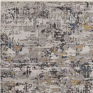 HomeRoots 5' Gray Black and Gold Abstract Distressed Area Rug for Modern Elegance in High-Traffic Spaces 5' X 8' 374818