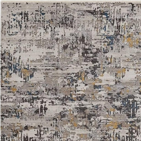 HomeRoots 5' Gray Black and Gold Abstract Distressed Area Rug for Modern Elegance in High-Traffic Spaces 5' X 8' 374818