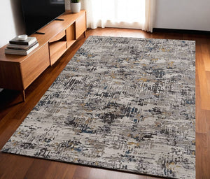 Homeroots 5' X 8' Grey Abstract Transitional Indoor Area Rug  Polyester 374818