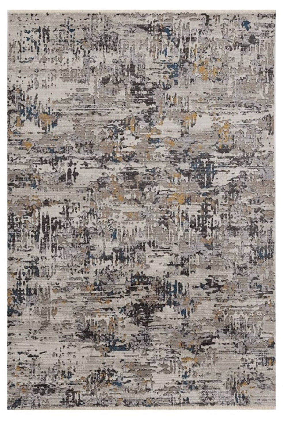 HomeRoots 5' Gray Black and Gold Abstract Distressed Area Rug for Modern Elegance in High-Traffic Spaces 5' X 8' 374818