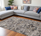 Homeroots 8' X 11' Grey Machine Woven Abstract Splatter Indoor Area Rug  Polyester 374819