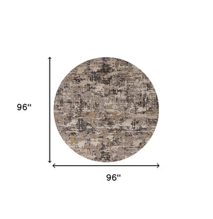 Homeroots 8' Gray Round Area Rug  Polyester 374821