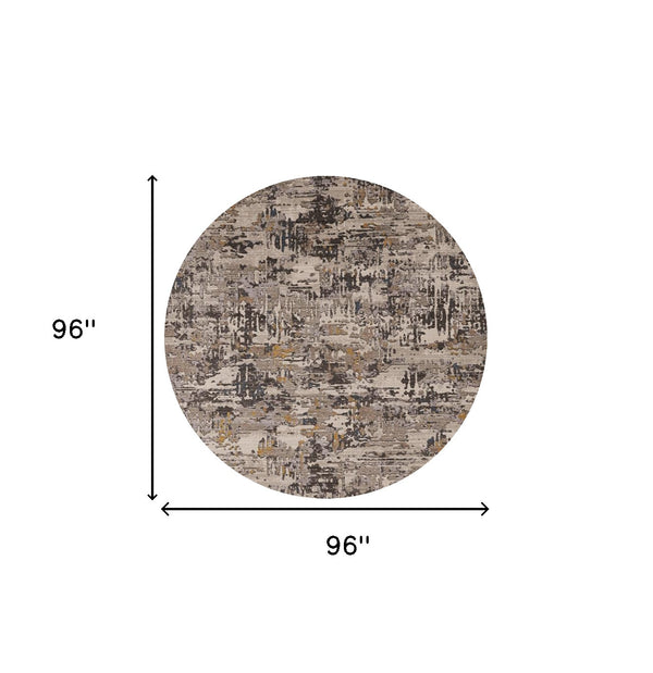 Homeroots 8' Gray Round Area Rug  Polyester 374821