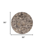 Homeroots 8' Gray Round Area Rug  Polyester 374821