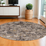 Homeroots 8' Gray Round Area Rug  Polyester 374821