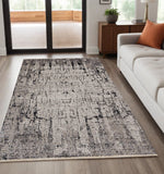 Homeroots 5' X 8' Ivory Grey Machine Woven Abstract Indoor Area Rug  Polyester 374824