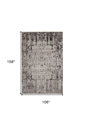 Homeroots 9' X 13' Gray And Ivory Abstract Area Rug  Polyester 374826