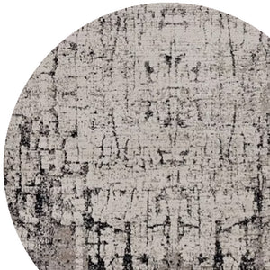 Homeroots 8' Gray And Ivory Round Area Rug  Polyester 374827