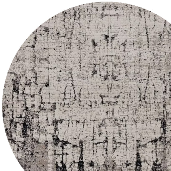 Homeroots 8' Gray And Ivory Round Area Rug  Polyester 374827