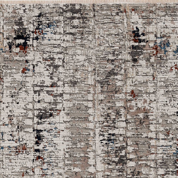 HomeRoots 4' Beige and Gray Distressed Area Rug - Modern Abstract Design for Home, Durable & Stain Resistant 4' X 5' 374829