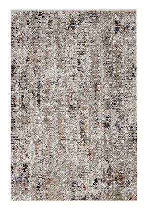 HomeRoots 4' Beige and Gray Distressed Area Rug - Modern Abstract Design for Home, Durable & Stain Resistant 4' X 5' 374829