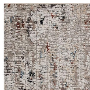 HomeRoots 4' Beige and Gray Distressed Area Rug - Modern Abstract Design for Home, Durable & Stain Resistant 5' X 8' 374830