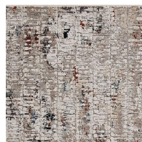 HomeRoots 4' Beige and Gray Distressed Area Rug - Modern Abstract Design for Home, Durable & Stain Resistant 5' X 8' 374830