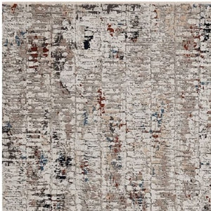 HomeRoots 4' Beige and Gray Distressed Area Rug - Modern Abstract Design for Home, Durable & Stain Resistant 5' X 8' 374830