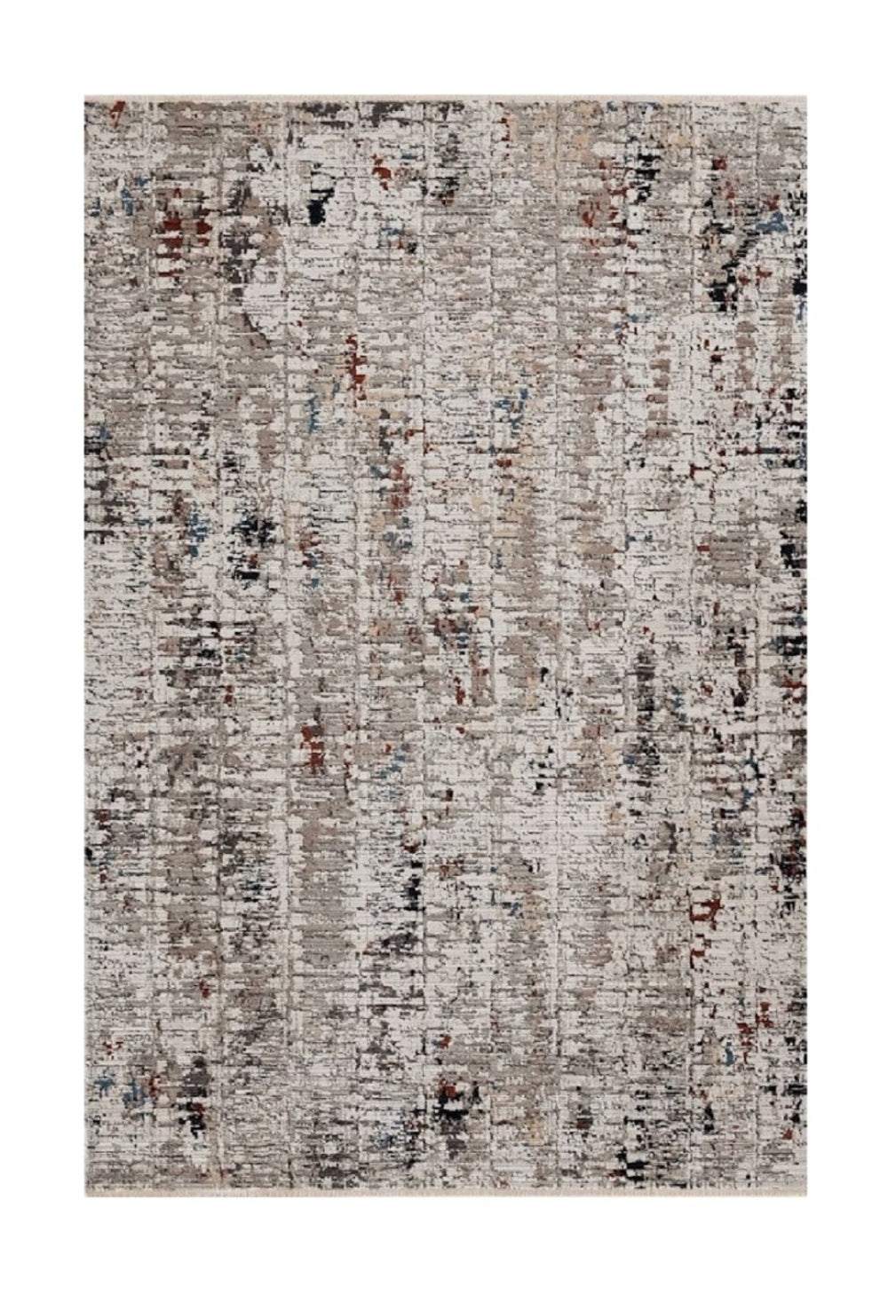 HomeRoots 4' Beige and Gray Distressed Area Rug - Modern Abstract Design for Home, Durable & Stain Resistant 5' X 8' 374830