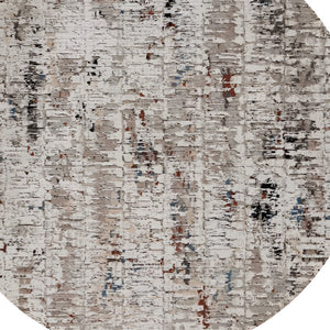 HomeRoots 8' Abstract Beige and Gray Rug - Contemporary Design for Cozy Living Spaces with Easy-Care Durability 8' Round 374833