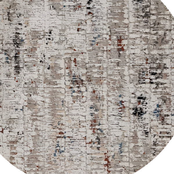 HomeRoots 8' Abstract Beige and Gray Rug - Contemporary Design for Cozy Living Spaces with Easy-Care Durability 8' Round 374833