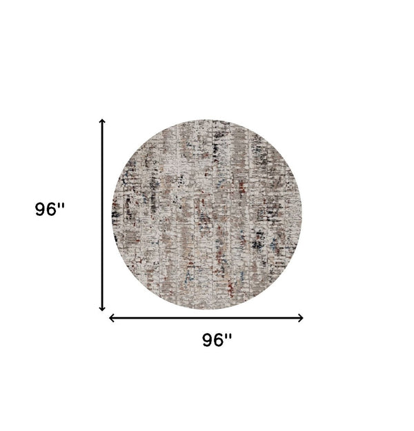 HomeRoots 8' Abstract Beige and Gray Rug - Contemporary Design for Cozy Living Spaces with Easy-Care Durability 8' Round 374833