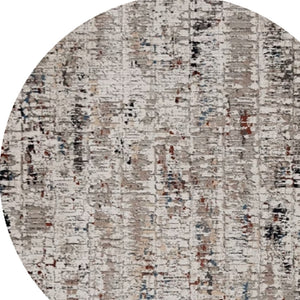 HomeRoots 8' Abstract Beige and Gray Rug - Contemporary Design for Cozy Living Spaces with Easy-Care Durability 8' Round 374833