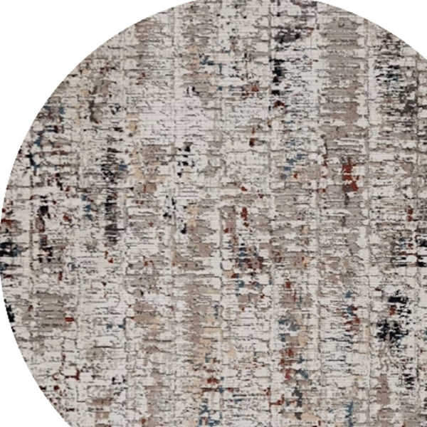 HomeRoots 8' Abstract Beige and Gray Rug - Contemporary Design for Cozy Living Spaces with Easy-Care Durability 8' Round 374833