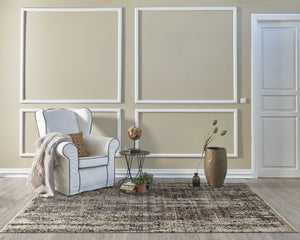 HomeRoots 8' Abstract Gray and Tan Area Rug - Contemporary Design for High-Traffic Spaces, Easy Maintenance 8' Round 374839