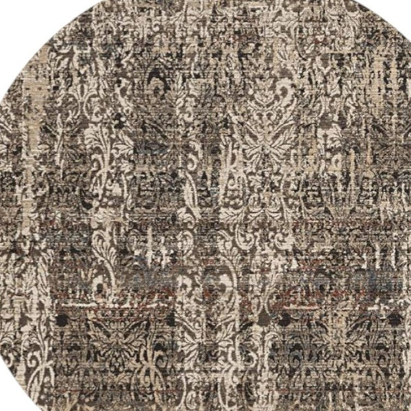 HomeRoots 8' Abstract Gray and Tan Area Rug - Contemporary Design for High-Traffic Spaces, Easy Maintenance 8' Round 374839