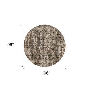 HomeRoots 8' Abstract Gray and Tan Area Rug - Contemporary Design for High-Traffic Spaces, Easy Maintenance 8' Round 374839