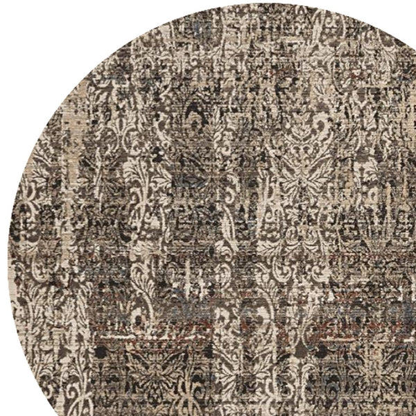 HomeRoots 8' Abstract Gray and Tan Area Rug - Contemporary Design for High-Traffic Spaces, Easy Maintenance 8' Round 374839