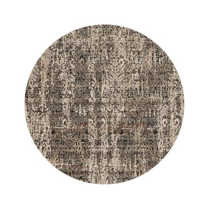HomeRoots 8' Abstract Gray and Tan Area Rug - Contemporary Design for High-Traffic Spaces, Easy Maintenance 8' Round 374839