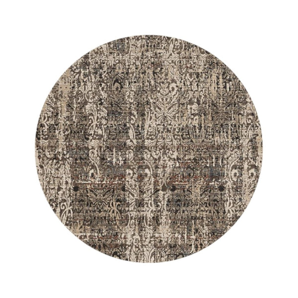HomeRoots 8' Abstract Gray and Tan Area Rug - Contemporary Design for High-Traffic Spaces, Easy Maintenance 8' Round 374839