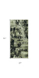 Homeroots 7' Ivory Charcoal Machine Woven Shrank Abstract Design Indoor Runner Rug  Polyester 374840