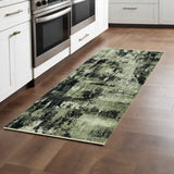 Homeroots 7' Ivory Charcoal Machine Woven Shrank Abstract Design Indoor Runner Rug  Polyester 374840