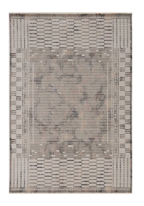 HomeRoots 4' Beige and Brown Abstract Area Rug – Modern Design for High-Traffic Spaces, Easy Care & Stylish Warmth 4' X 6' 374846
