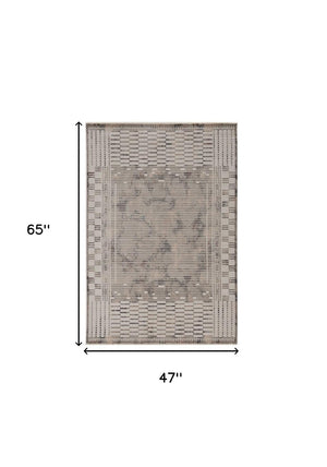 HomeRoots 4' Beige and Brown Abstract Area Rug – Modern Design for High-Traffic Spaces, Easy Care & Stylish Warmth 4' X 6' 374846